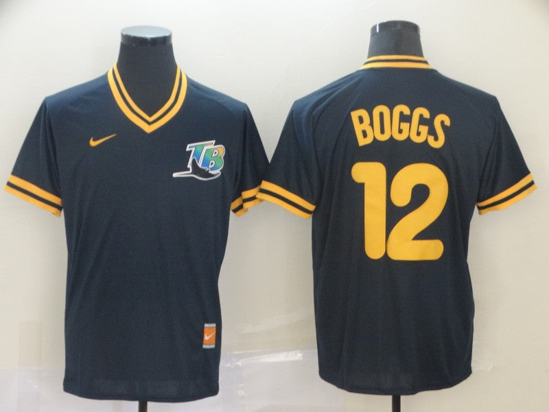 Men's Tampa Bay Rays Wade Boggs #12 Black Baseball Jersey